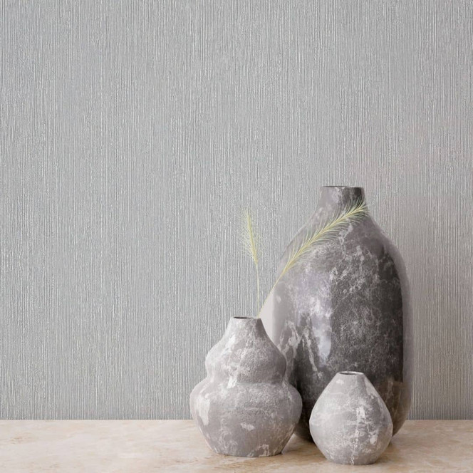 Vliestapete in Textiloptik mit strukturierter Oberfläche grau Uni