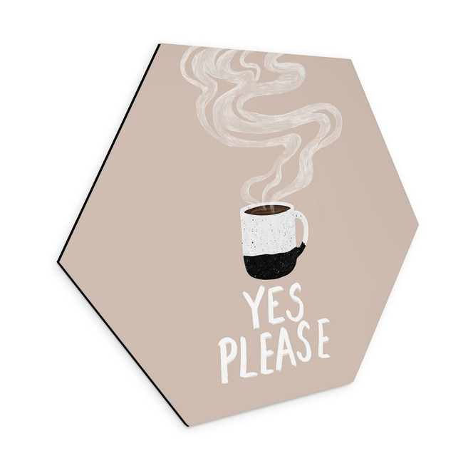 Hexagon Wandbild Heisse Tasse Kaffee am Morgen - EMELIEmaria - Alu-Dibond