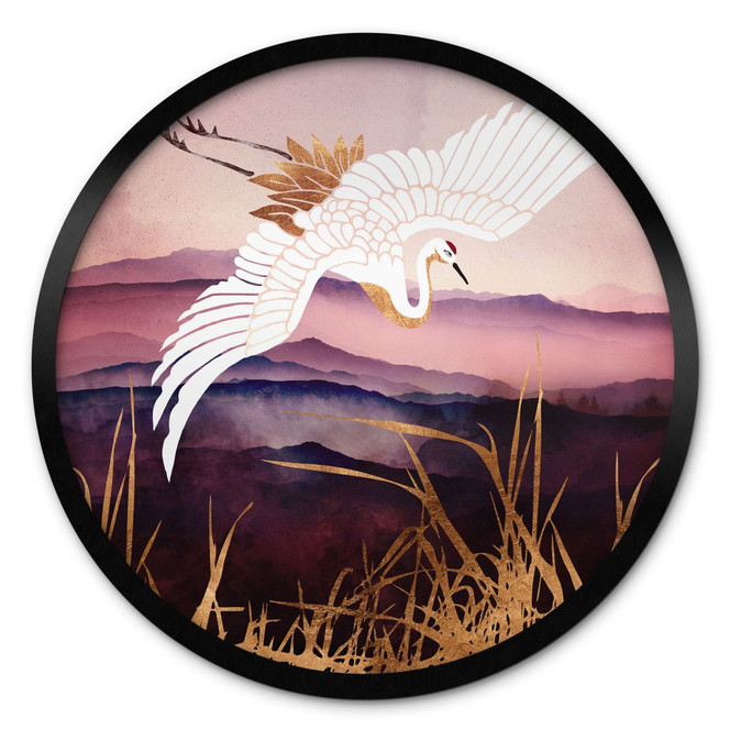 Poster Eleganter Kranich - SpaceFrog Designs - Rund