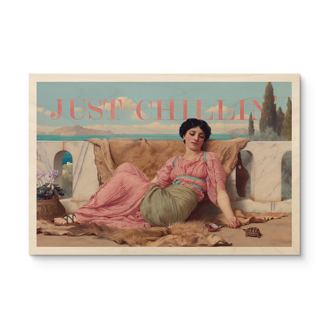 Holzbild Just Chillin - Inspiriert von John William Godward