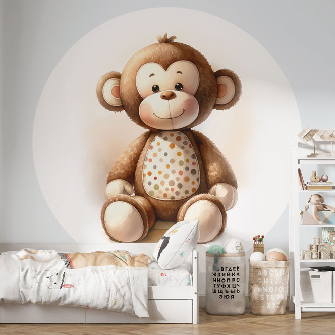 Kinderzimmer Fototapete - Kleiner Affe - Magnusson - Rund - Selbstklebend/Vlies