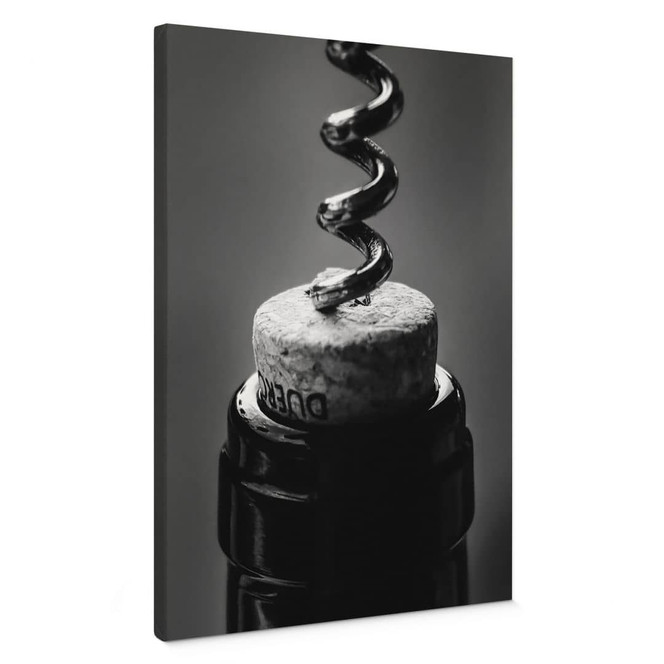 Leinwandbild Wein mit Korkenzieher - Pictufy Studio
