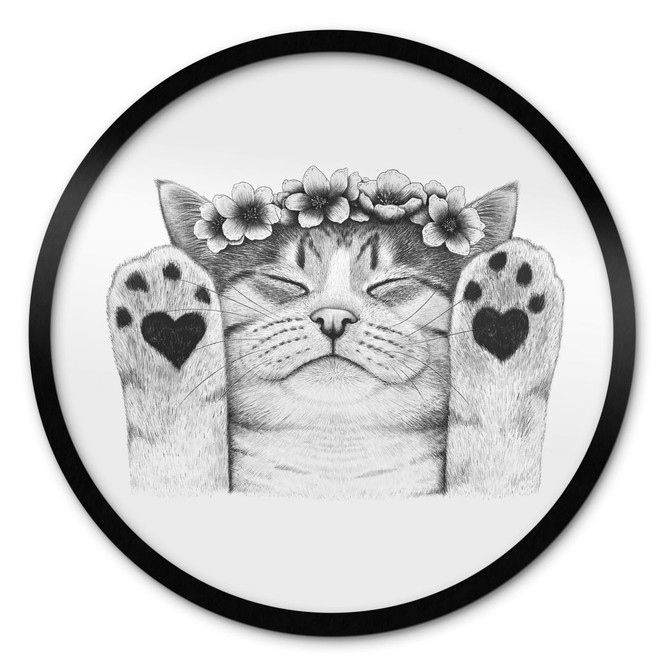 Poster Süsse Katze mit Herz-Pfoten - Korenkova - Rund