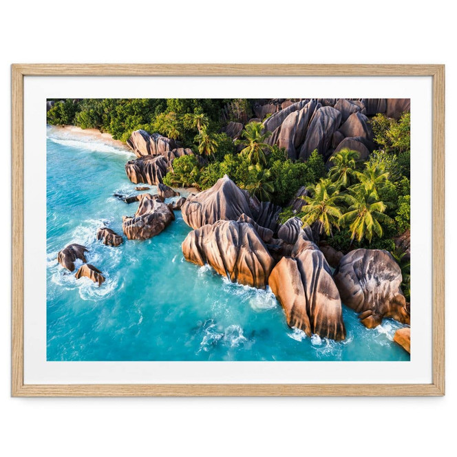 Poster Tropische Felsenküste der Seychellen - Colombo