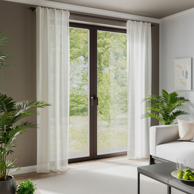 Gardine weiss - Vorhang mit verdeckten Schlaufen - Schlaufenschal