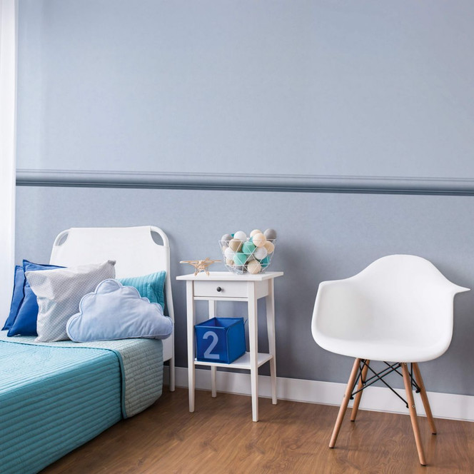 Vliestapete mit einfarbiger Struktur blau Uni