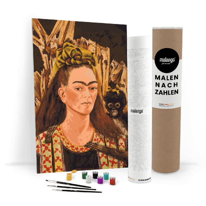 Malen nach Zahlen Leinwandbild - Kahlo - Selbstbildnis mit offenem Haar