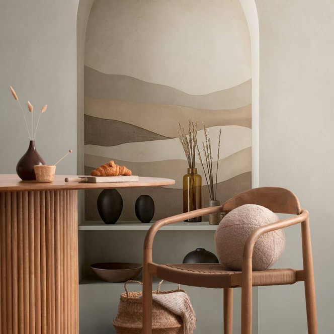 COSMOPOLITAN Fototapete 3D Nische Bögen Creme Beige Braun - moderne Vliestapete