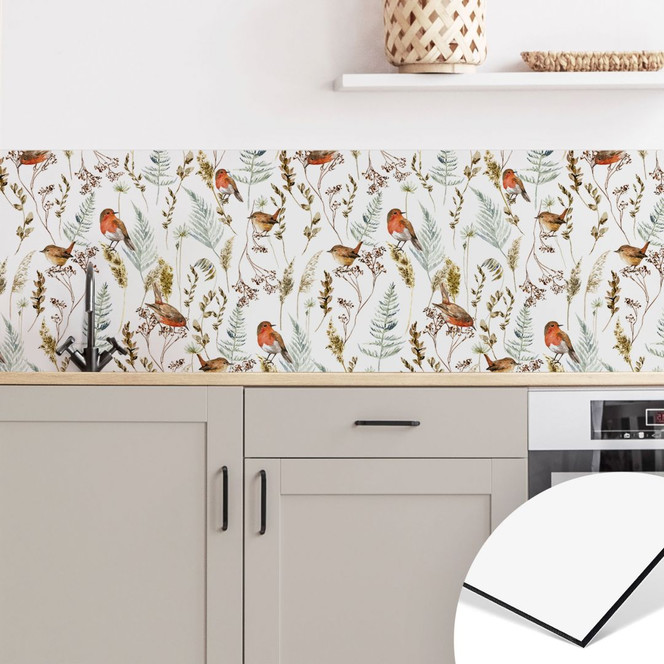 Küchenrückwand Spatzen und Rotkehlchen - UN Designs