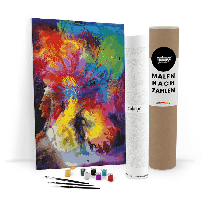 Malen nach Zahlen Leinwandbild - Indianer Häuptling