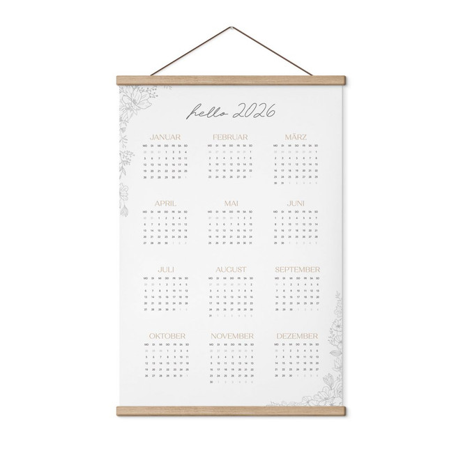 Stoffbild Jahreskalender Hello 2026