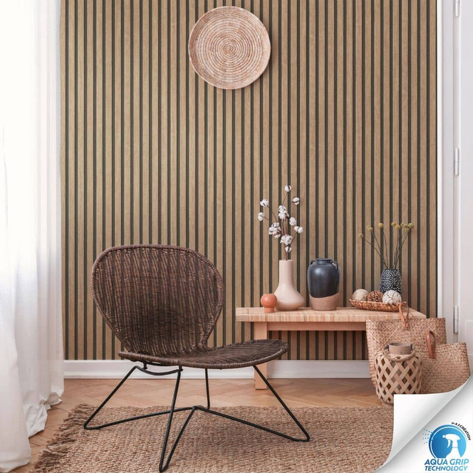 Skandinavische Vliestapete Holzpaneele Braun Beige - Tapezieren ohne Kleister