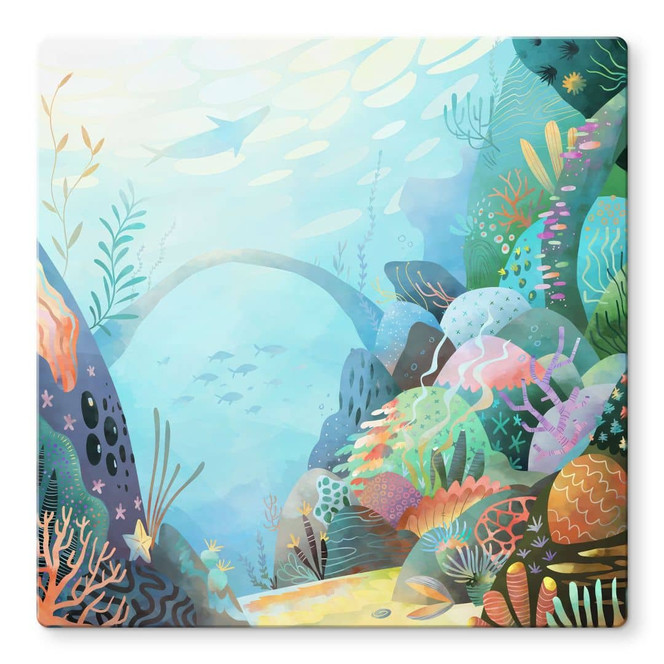 Glasbild Korallenriff in blauer Lagune - DigitalArtsi