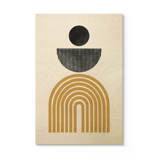 Holzbild Abstrakte Komposition mit Kreis und Halbbogen - The Miuus Studio