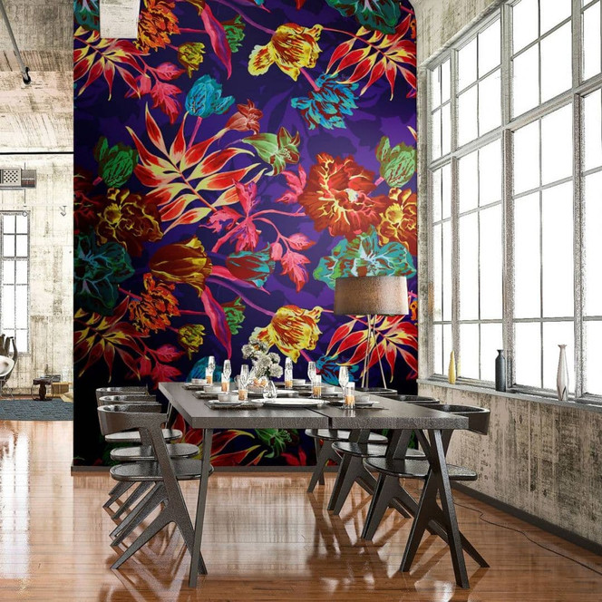 Fototapete mit Pflanzen, Lila Floral 3.40 x 1.59 m