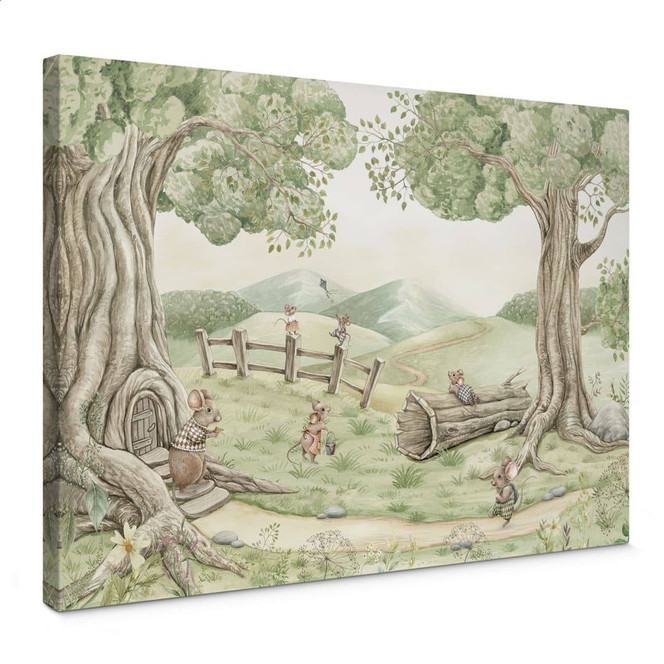 Leinwandbild Familie Maus im Wald - Kikki Belle