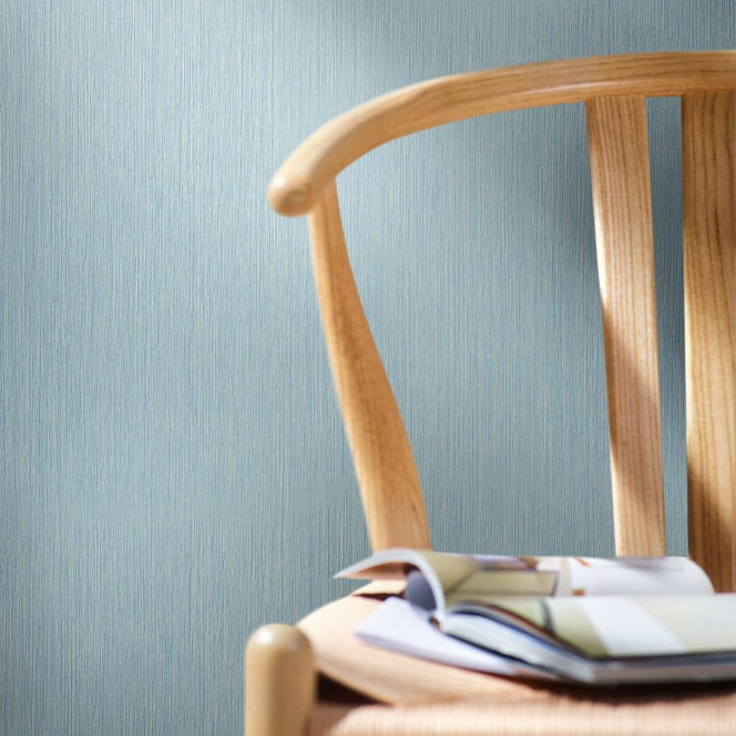 Vliestapete mit feinen Linien und leichter Struktur blau Uni