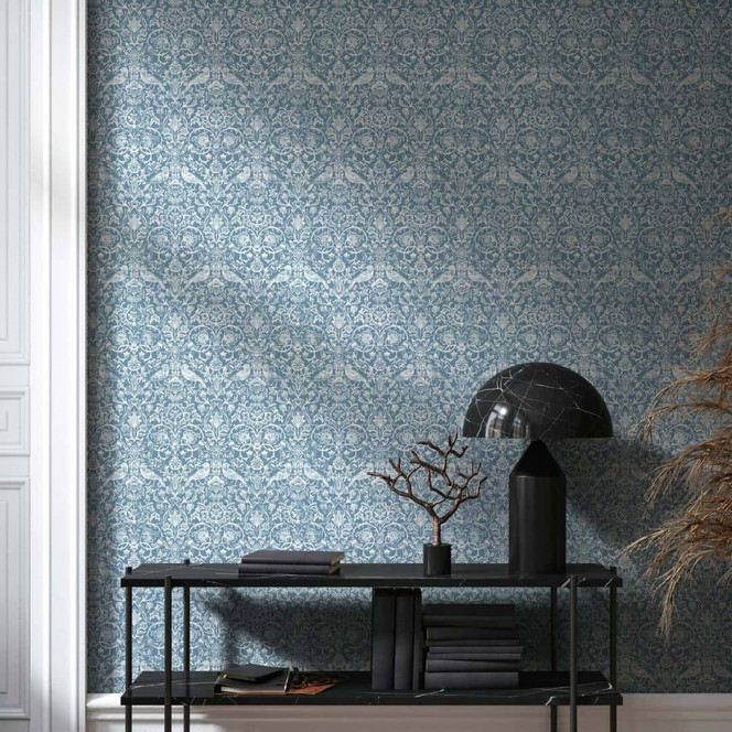 Vliestapete Vögel, Blumen Floral Natur in Weiss