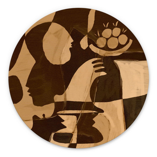 Wandbild Abstrakte Komposition in warmen Erdtönen - Al Dafai - Alu-Dibond Rund