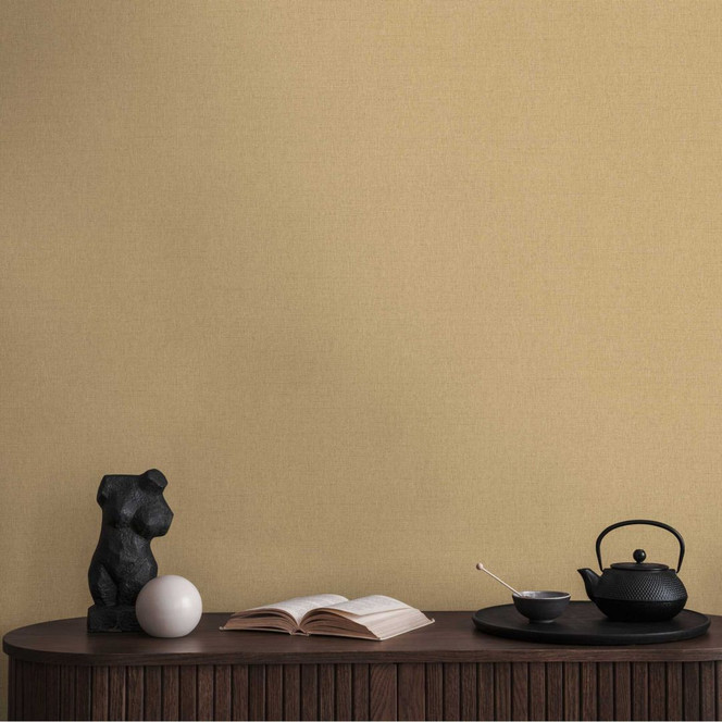 Unitapete mit Textilstruktur in Beige – Elegante Vliestapete