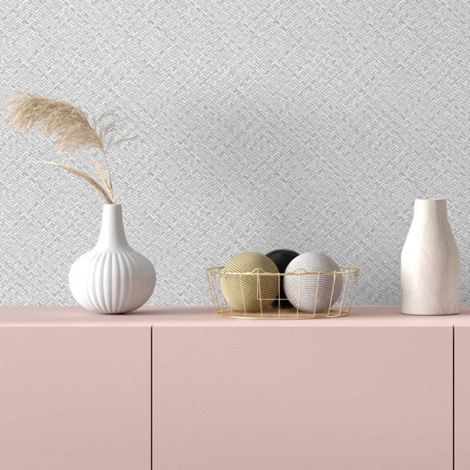 Vliestapete in Fischgratmuster und Holzoptik grau Grafisch