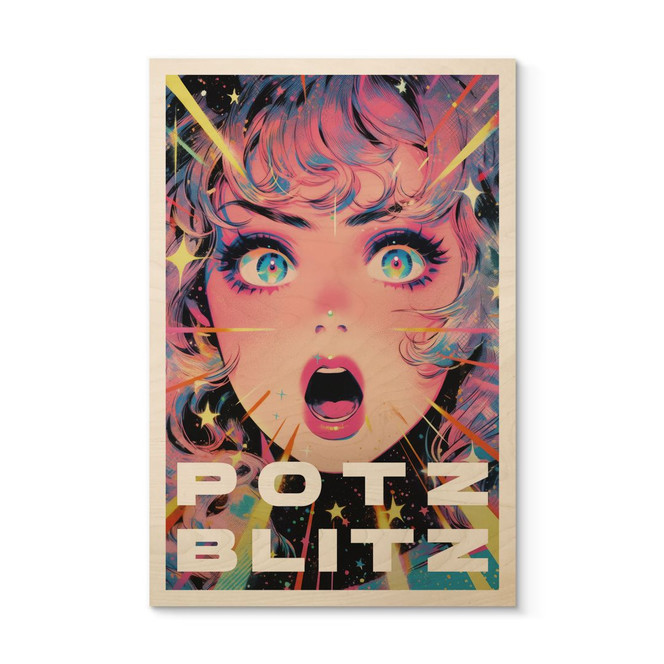 Holzbild Potzblitz im Anime-Stil - Treechild