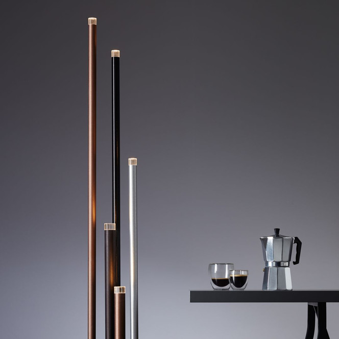 Stehleuchte Eddy, braun, 155.3 x 27.5 cm, Metall, dimmbar