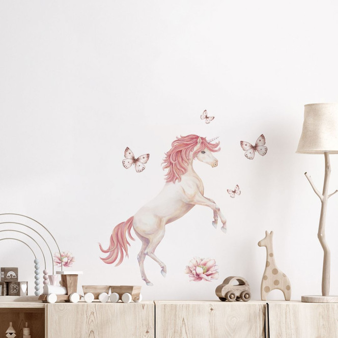 Wandtattoo Fabelhaftes Einhorn mit rosa Schweif - Kikki Belle (7-teilig)