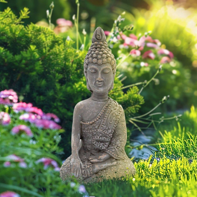 Sitzendes Buddha aus Kunststein | 15x11x25 cm - Bild - 1