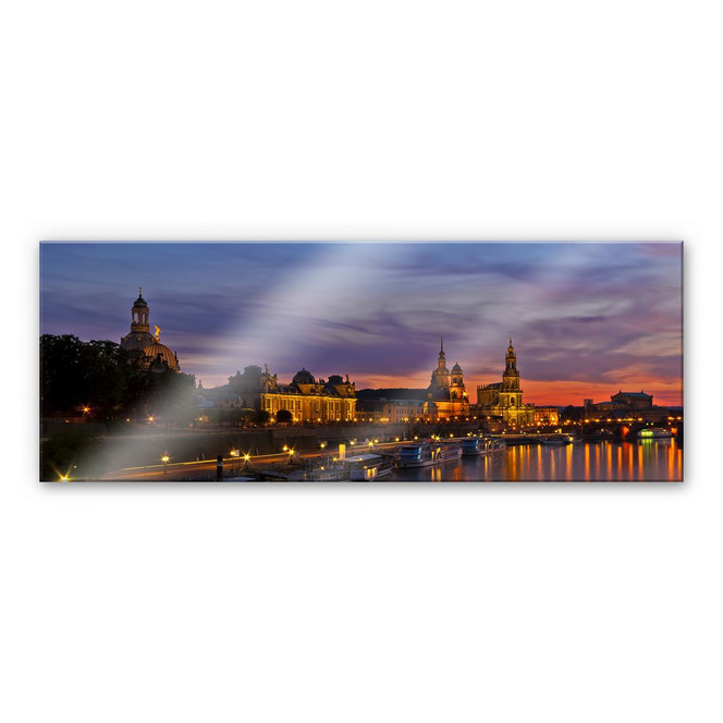 Acrylglasbild Dresden im Nachtlicht - Panorama