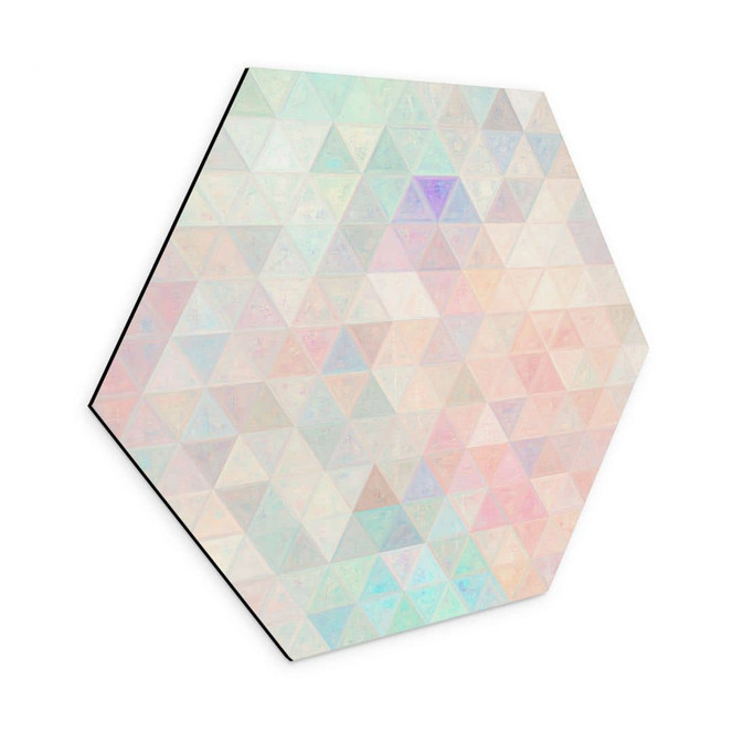 Hexagon Wandbild Bunte Mosaik-Dreiecke - Jaszke - Alu-Dibond
