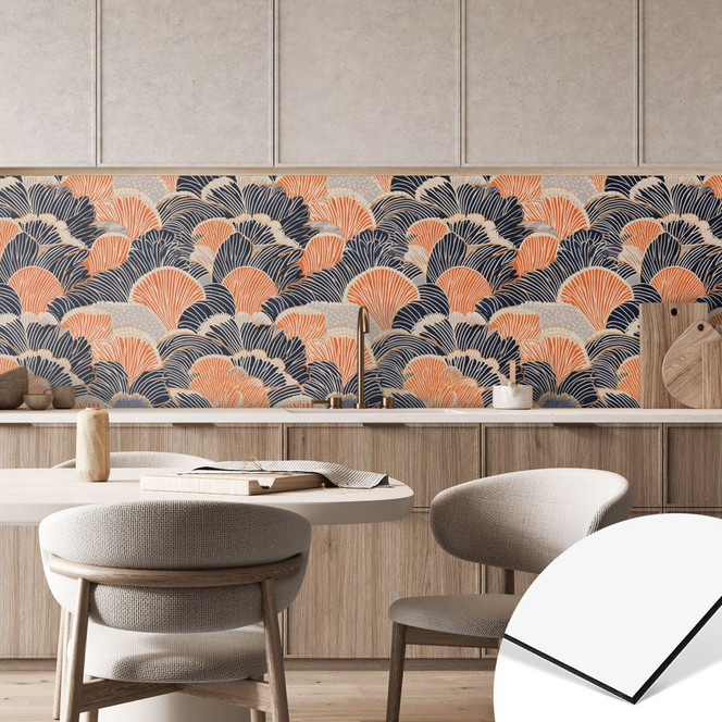 Küchenrückwand Muschelmuster in Orange-blau - Treechild