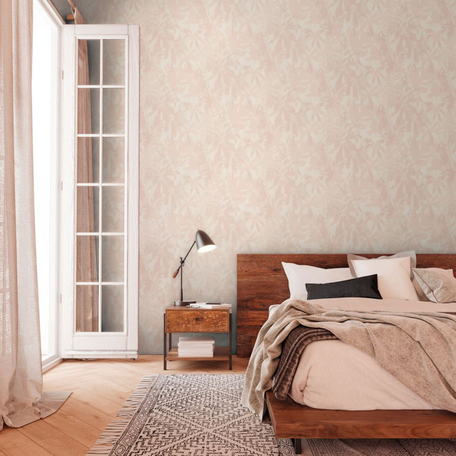 Tapete in Blattschatten-Optik Beige Creme – Tropisches Muster – Vliestapete