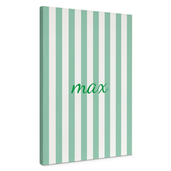 Personalisierbares Leinwandbild Streifen grün