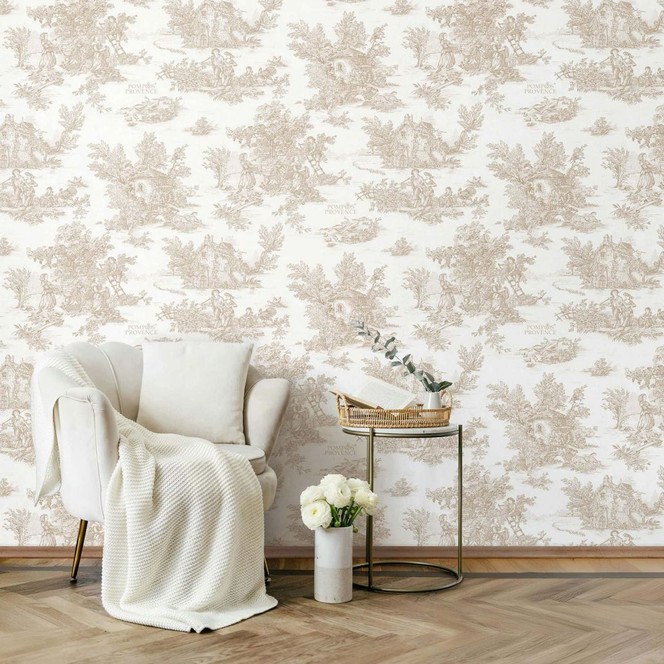 Vliestapete Landschaft, Menschen Grafisch Klassisch matt in Beige