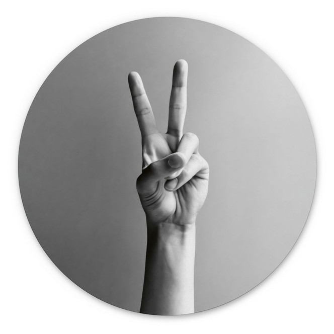 Wandbild Victory Hand - Zeichen des Friedens und Sieges - Bühler - Alu-Dibond Rund
