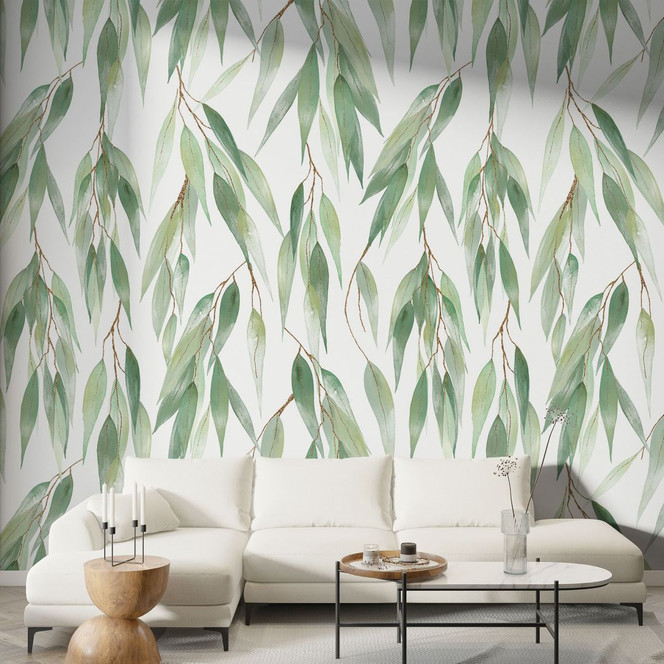 Fototapete Zweige mit grünen Blättern - UN Designs