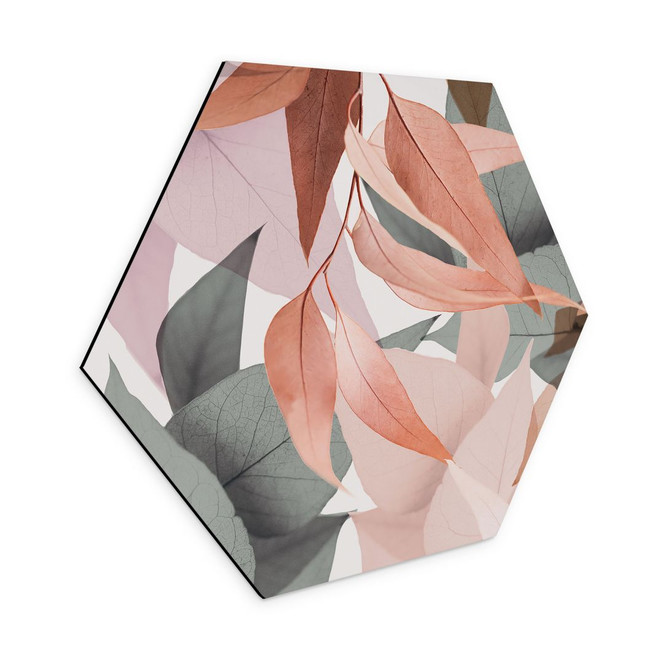Hexagon Wandbild Bunte Eukalyptusblätter - Alu-Dibond - Sisi & Seb - Bild - 1