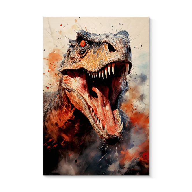 Holzbild T-Rex: Das wilde Gesicht der Urzeit - Jaszke