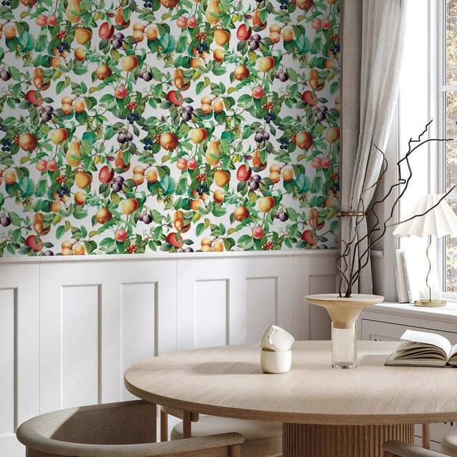Vliestapete Früchte, Blätter Floral Natur matt in Schwarz