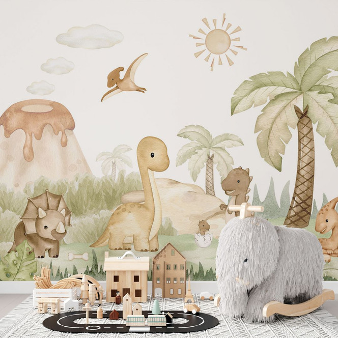 Kinderzimmer Fototapete Kleine Dinos auf grosser Entdeckungsreise - Oliver Robins