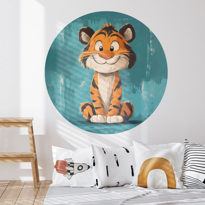 Kinderzimmer Wandtattoo Fröhliches Tigerbaby - Magnusson - Rund