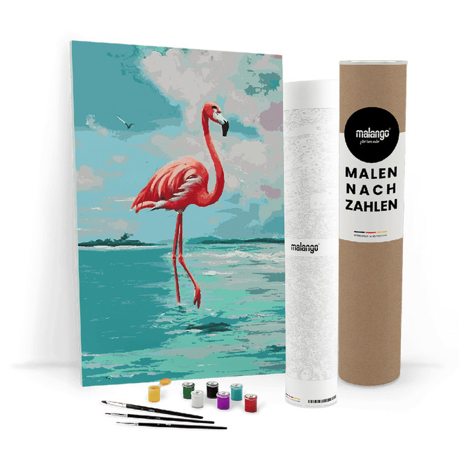 Malen nach Zahlen Leinwandbild - Flamingo Florentine