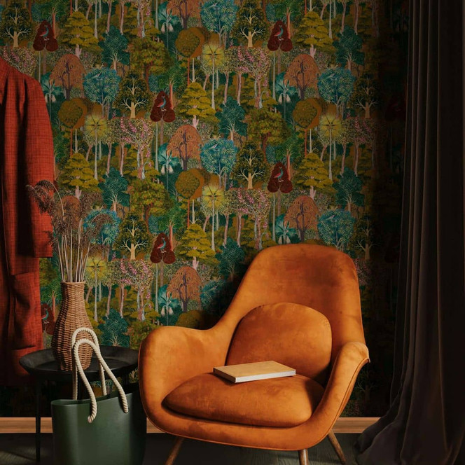 Vliestapete Wald, Bäume Floral Natur in Grün