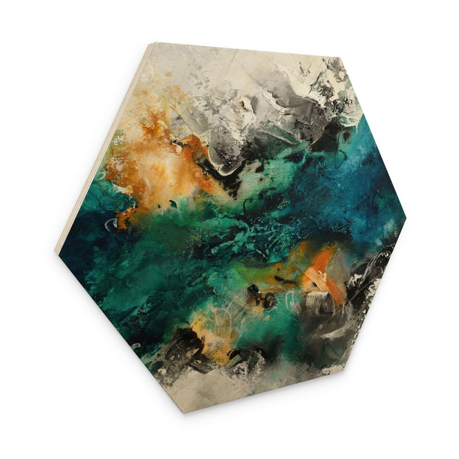 Hexagon-Holzbild Farbnebel abstrakt - Fedrau