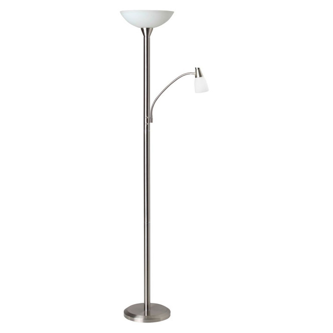 LED-Deckenfluter Lennard mit Lesearm, metallic, Glas Stehleuchte