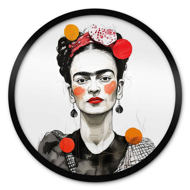 Poster Frida Kahlo Pop-Art Porträt - Jaszke - Rund