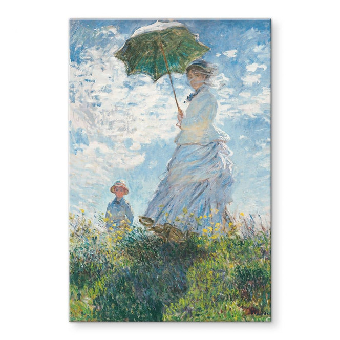 Acrylglasbild Monet - Frau mit Sonnenschirm - Madame Monet und ihr Sohn