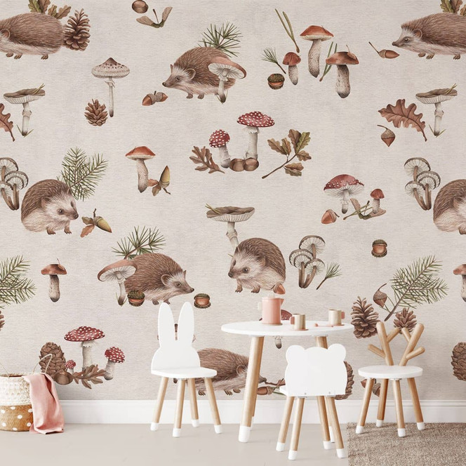 Fototapete Süsse Igel im Herbstwald - Kikki Belle