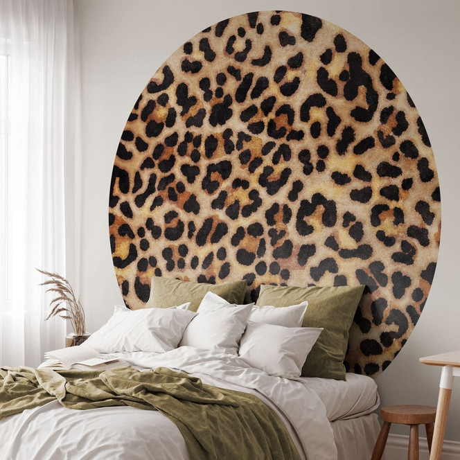 Fototapete Wilder Leopard - Animal Print - Tunaboylu - Rund - Selbstklebend/Vlies